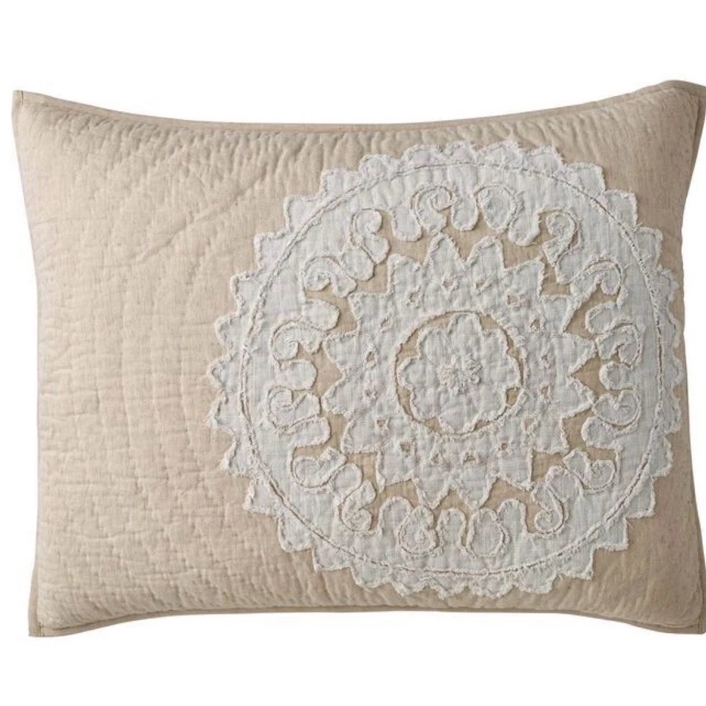 The Company Store Bianca Cotton / Linen Sham Appliqué Mandala Boho